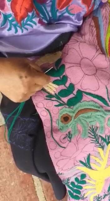 handwoven Mexican table runner, animal pattern decoration, colorful decor, blue table runner