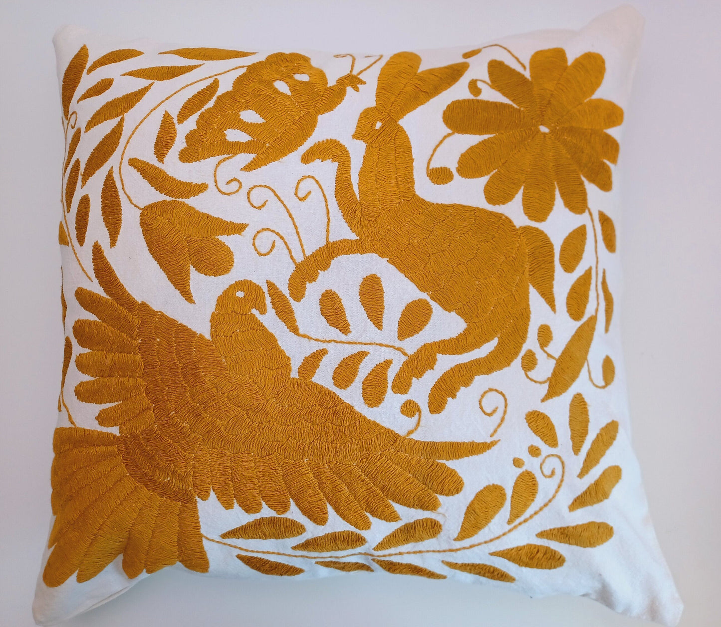 Housse d’oreiller Otomi, housse d’oreiller mexicaine, oreiller brodé à la main