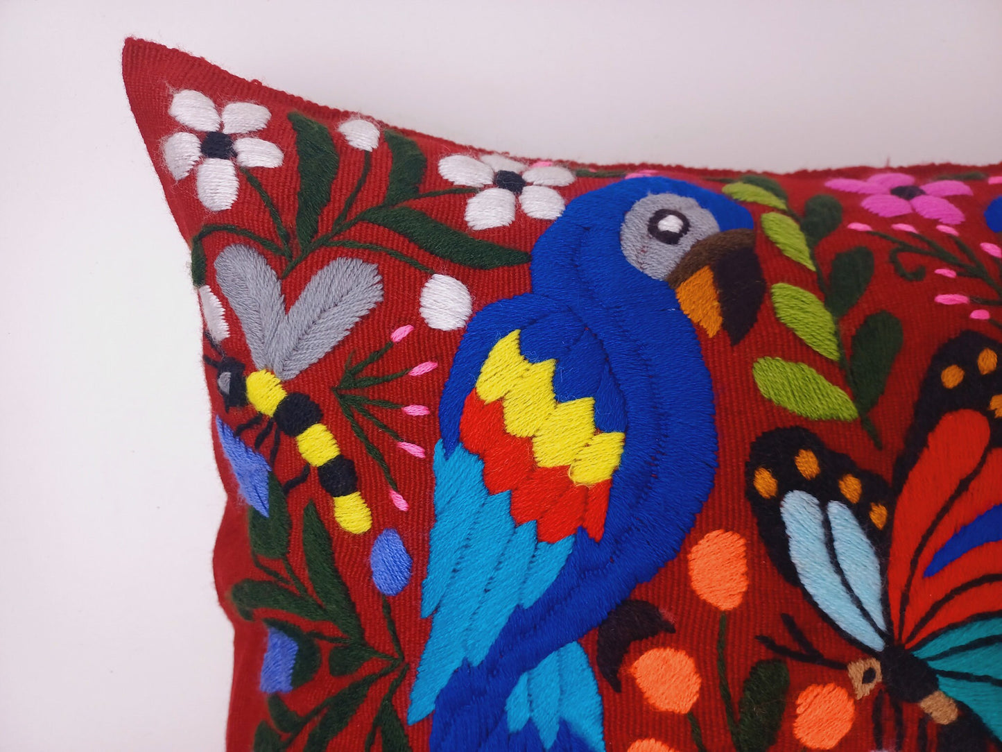 Magnifique housse de coussin à imprimé animalier mexicain – Fabriquée à la main au Chiapas