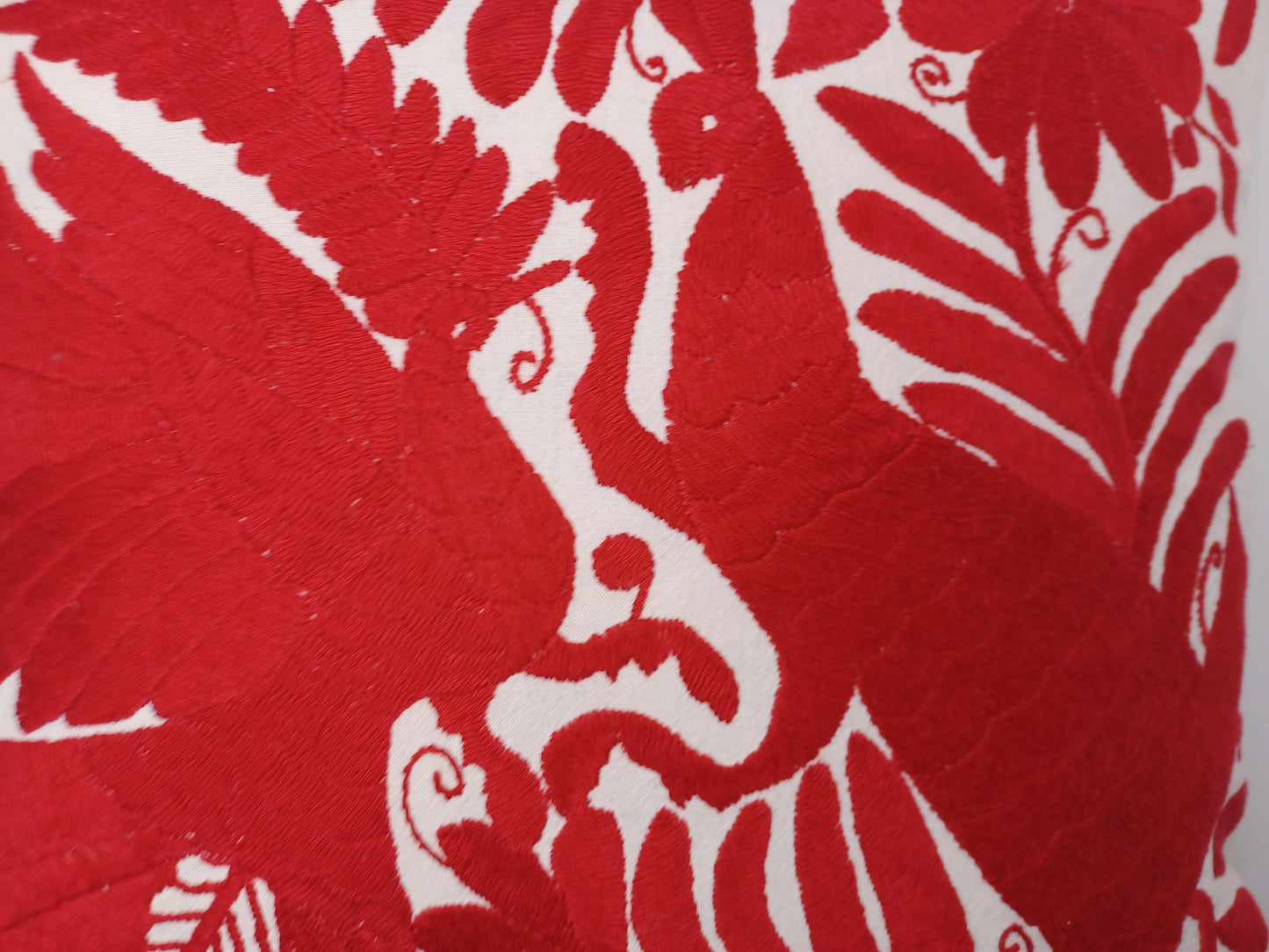 Mexican hand embroidered traditional pillowcase, Otomi pillowcase