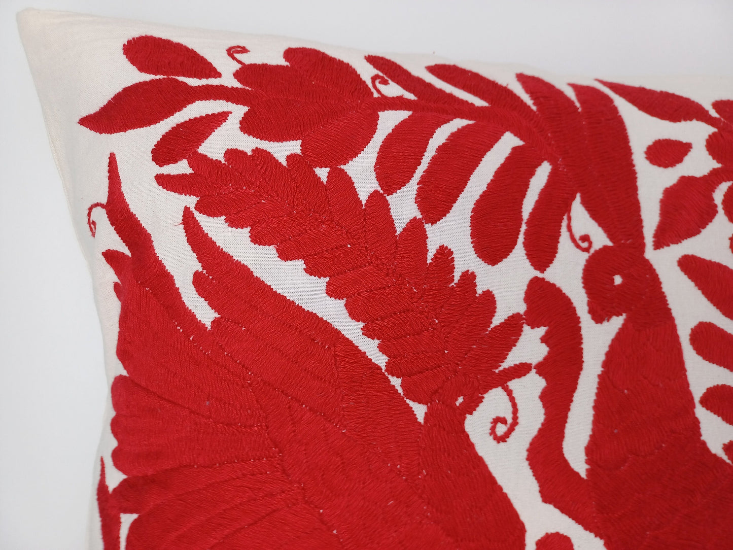 Mexican hand embroidered traditional pillowcase, Otomi pillowcase