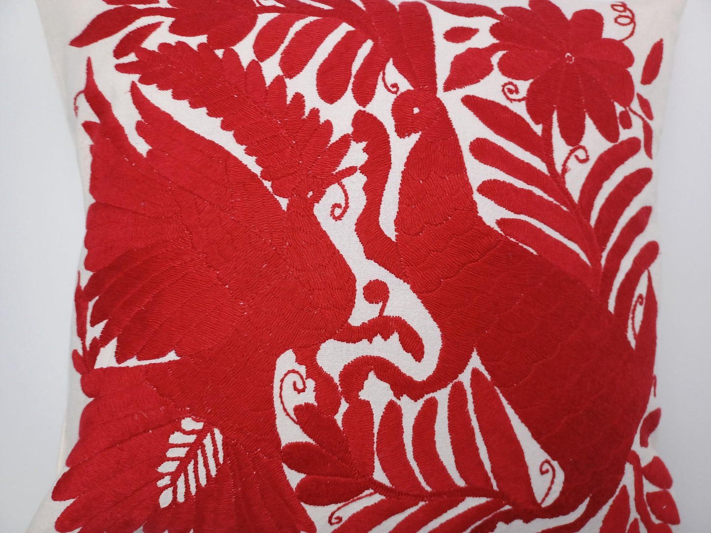 Mexican hand embroidered traditional pillowcase, Otomi pillowcase