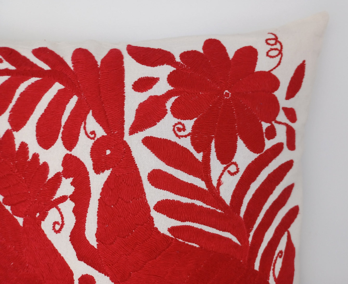 Mexican hand embroidered traditional pillowcase, Otomi pillowcase