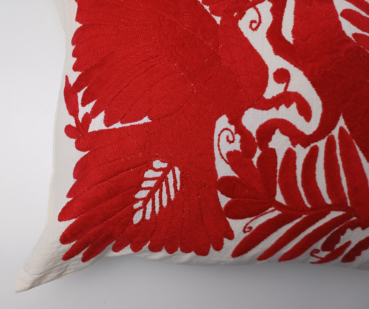 Mexican hand embroidered traditional pillowcase, Otomi pillowcase