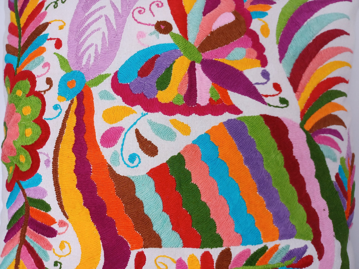Otomi Kissenbezug, Made in Mexico, hangbestickter mexikanischer Kissenbezug