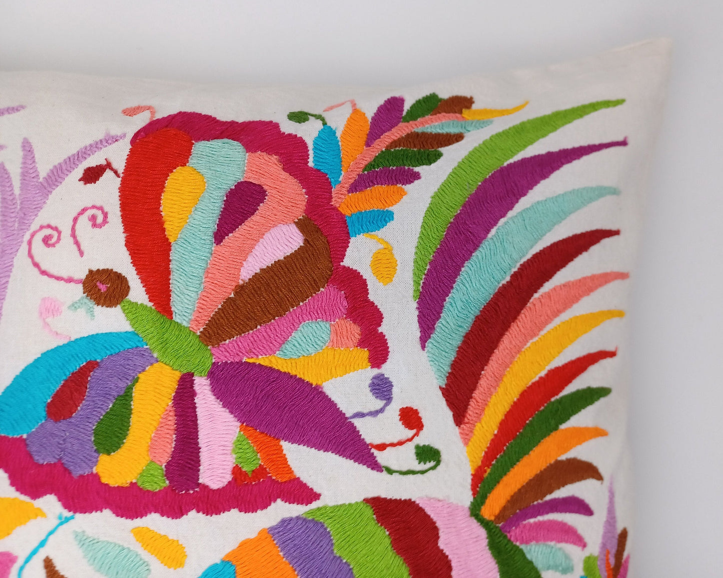Otomi Kissenbezug, Made in Mexico, hangbestickter mexikanischer Kissenbezug