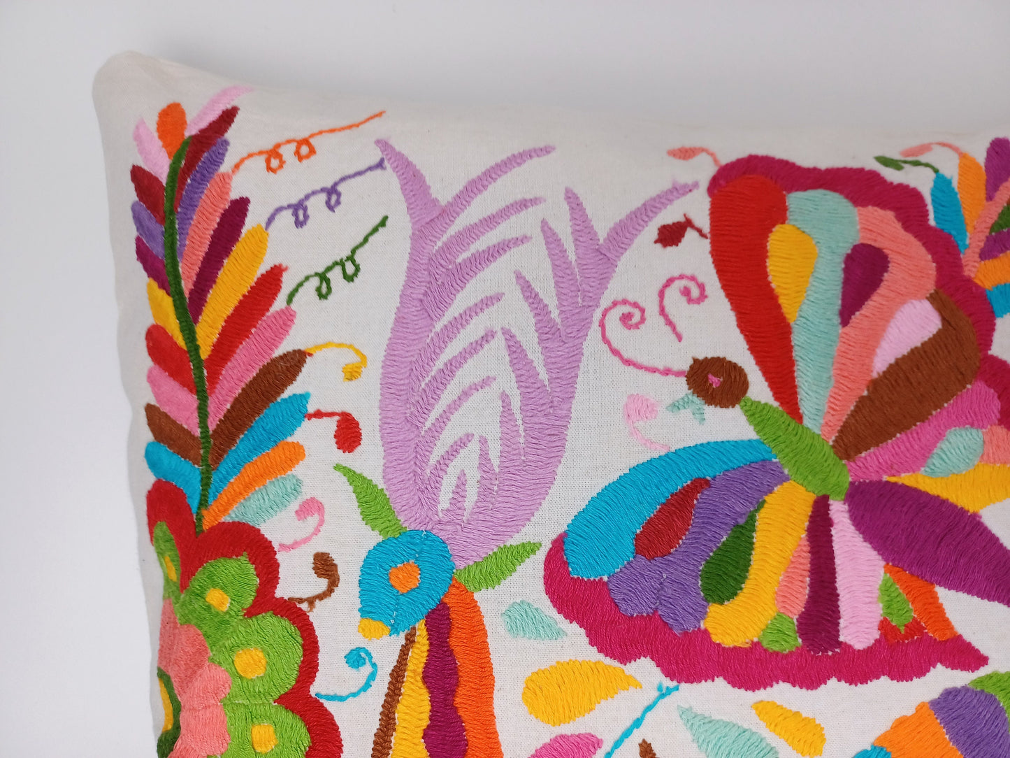 Otomi Kissenbezug, Made in Mexico, hangbestickter mexikanischer Kissenbezug