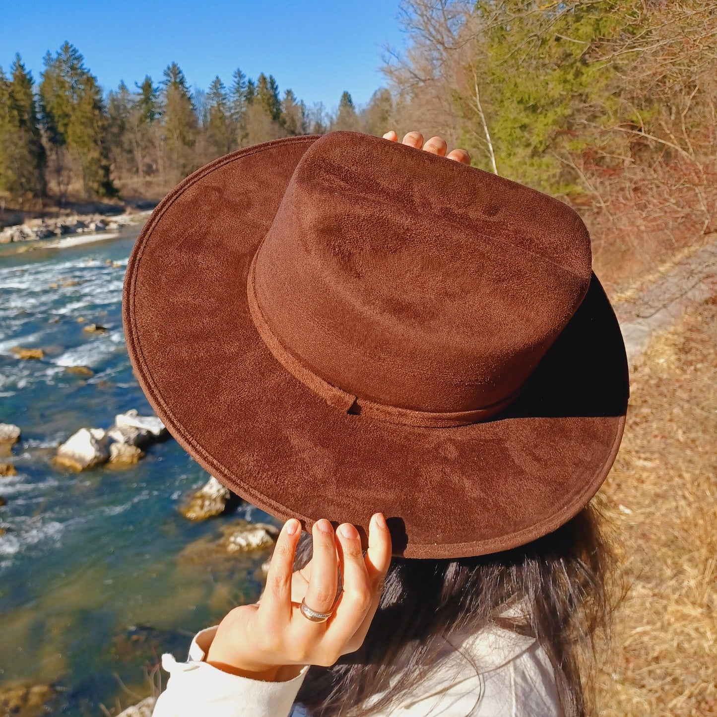Chapeau Toro, chapeau fait main au Mexique, chapeau Boho, chapeau en daim brun