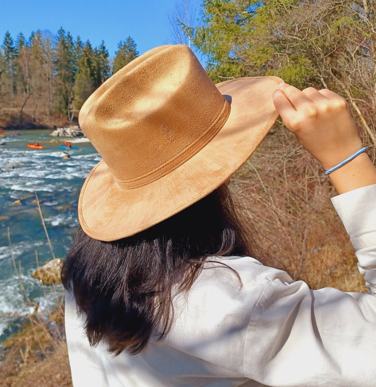Chapeau Toro, chapeau fait main au Mexique, chapeau Boho, chapeau en daim beige