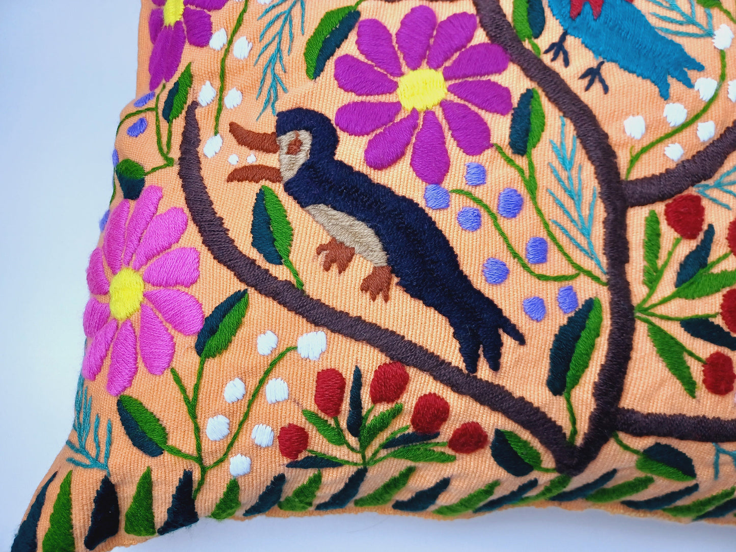 Mexican pillow cover, embroidered pillow cover, Mexican decor pillow, colorful decorative pillow cover