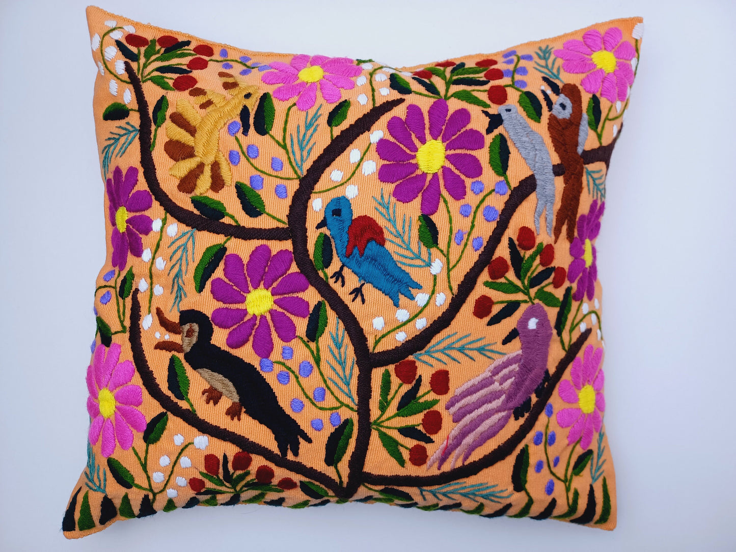 Mexican pillow cover, embroidered pillow cover, Mexican decor pillow, colorful decorative pillow cover