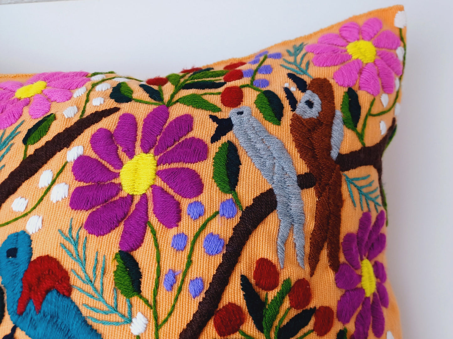 Mexican pillow cover, embroidered pillow cover, Mexican decor pillow, colorful decorative pillow cover