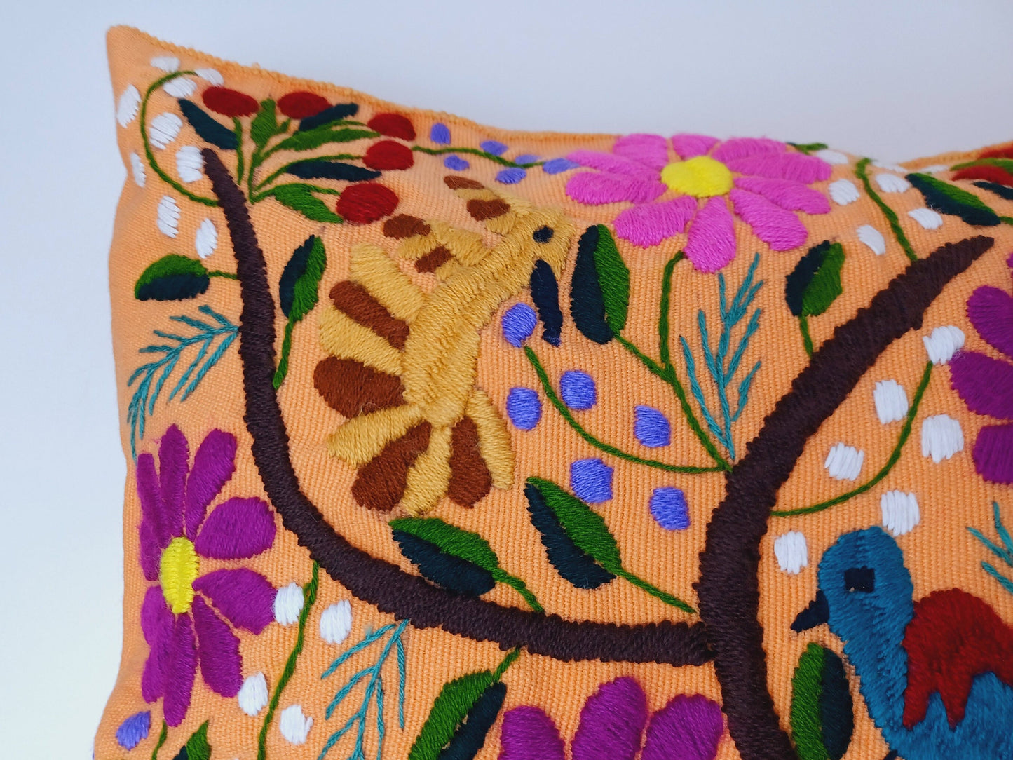 Mexican pillow cover, embroidered pillow cover, Mexican decor pillow, colorful decorative pillow cover