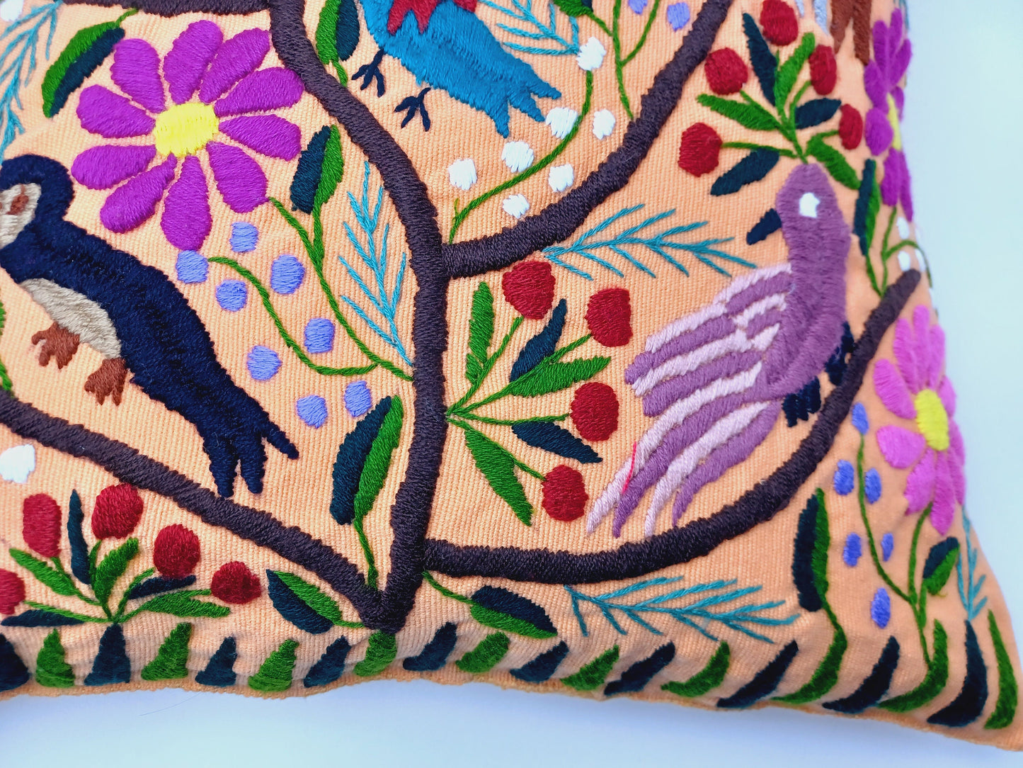 Mexican pillow cover, embroidered pillow cover, Mexican decor pillow, colorful decorative pillow cover