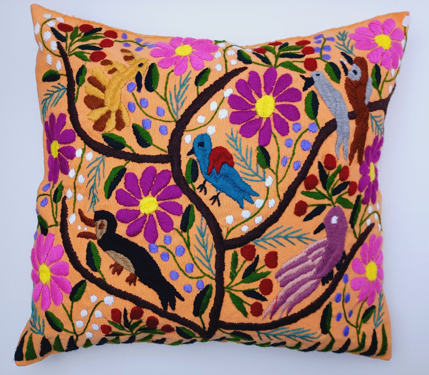 Mexican pillow cover, embroidered pillow cover, Mexican decor pillow, colorful decorative pillow cover