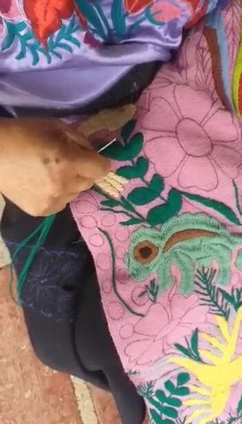 handwoven and embroidered Mexican table runner, animal pattern table runner, wall hanging