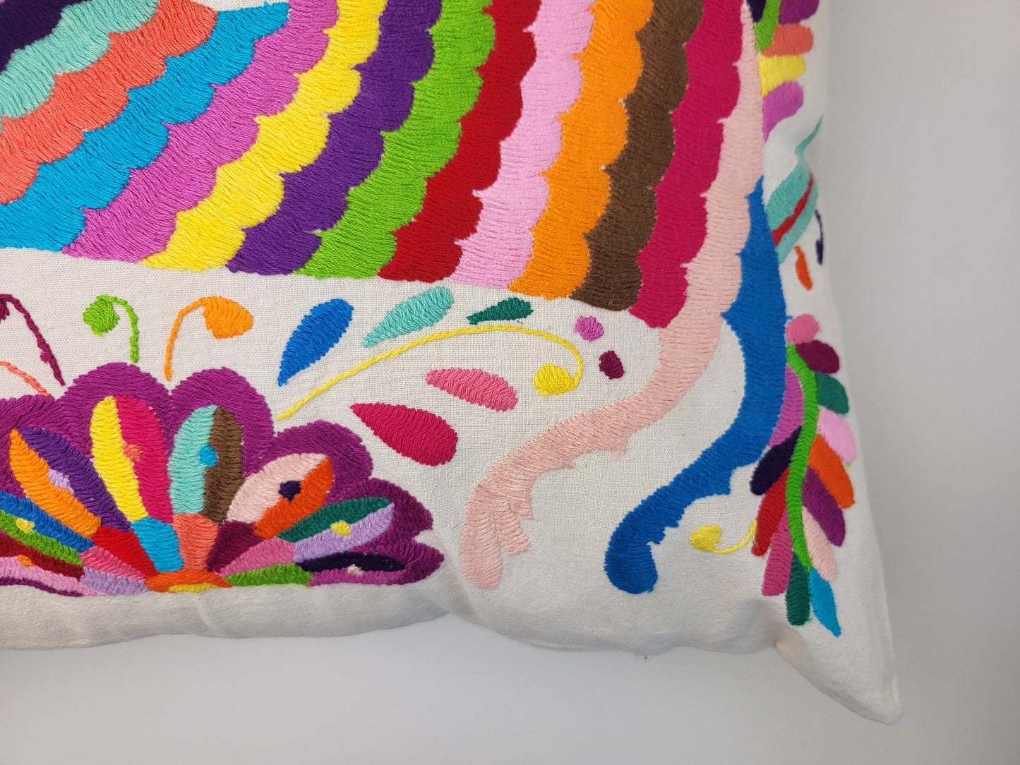 Mexikanischer handbestickter Kissenbezug, Otomi Kissenbezug, Mexiko Kissen, mexikanische Kissenhülle