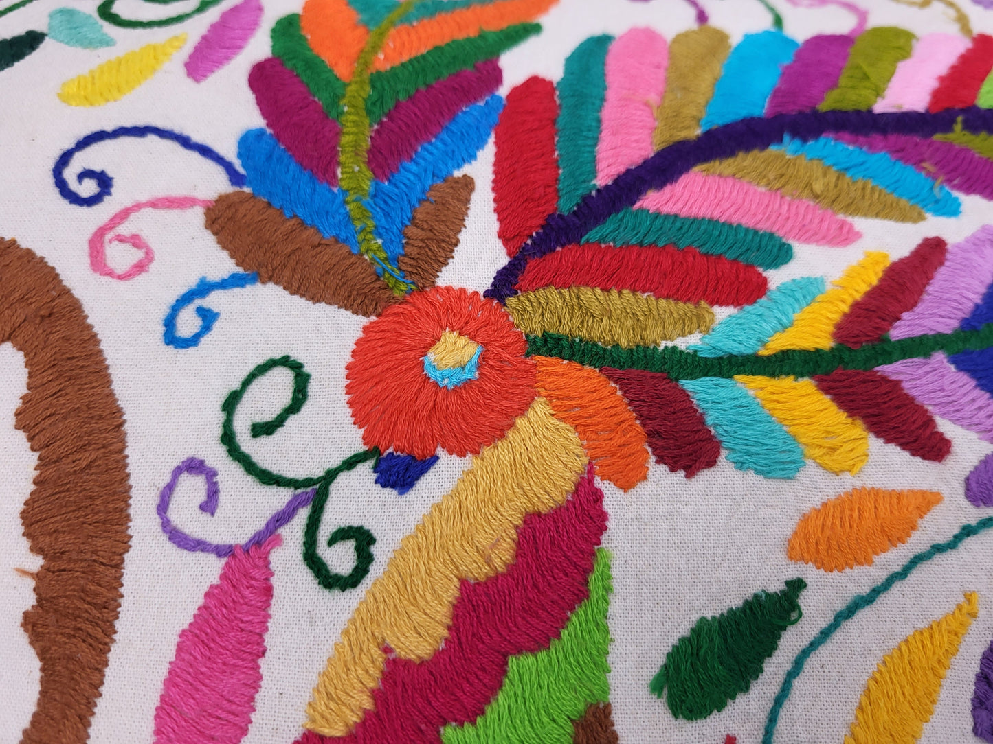 Mexican Otomi pillowcase, hand embroidered pillow
