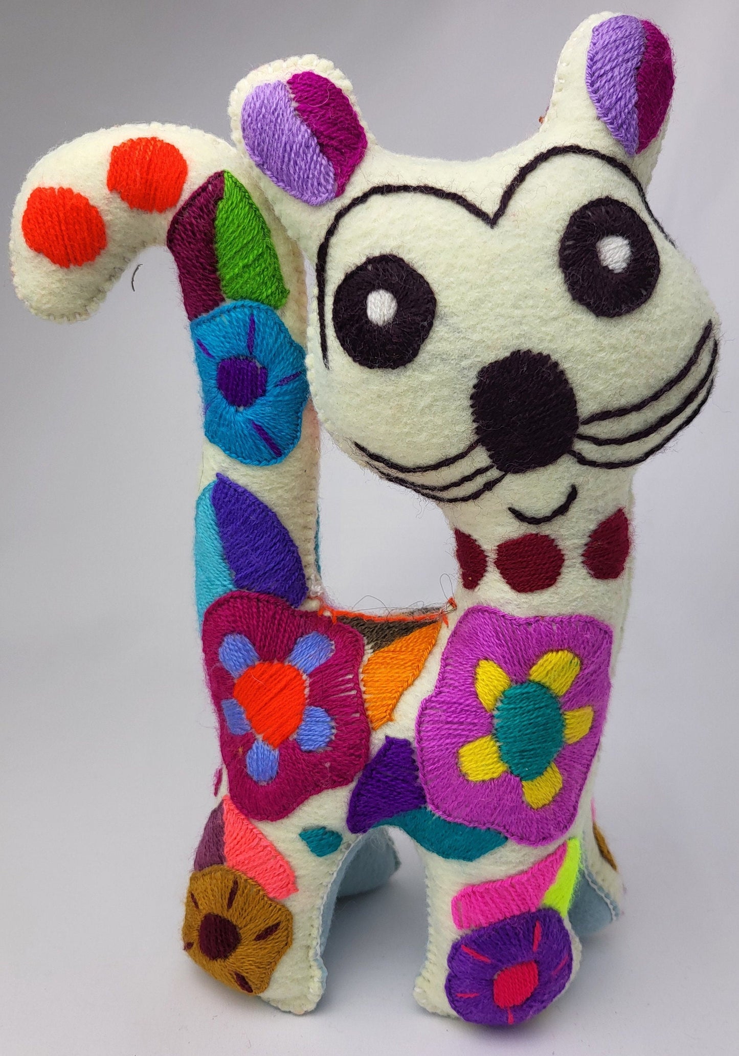 chat brodé à la main, peluche du Mexique