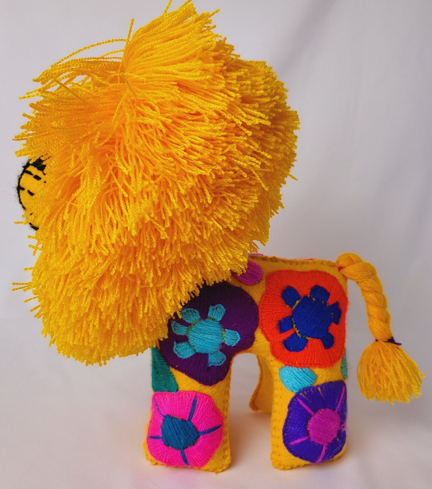 hand-embroidered lion, stuffed animal lion from Mexico