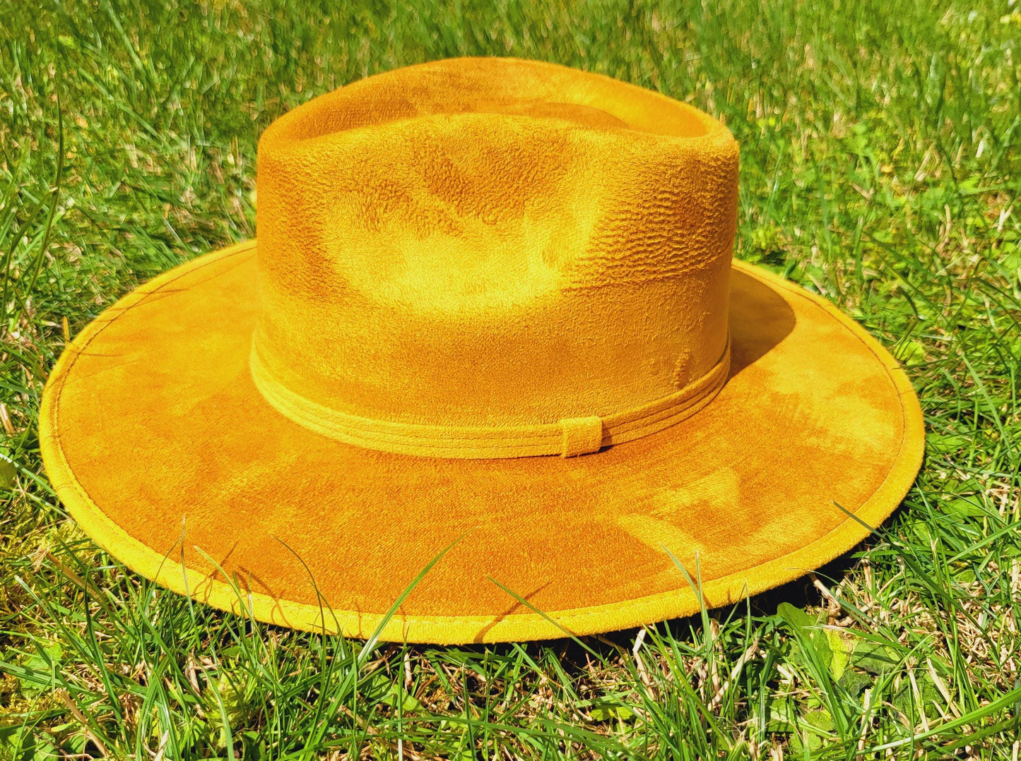 Chapeau Fedora jaune, chapeau fait main au Mexique, chapeau bohème, chapeau en daim
