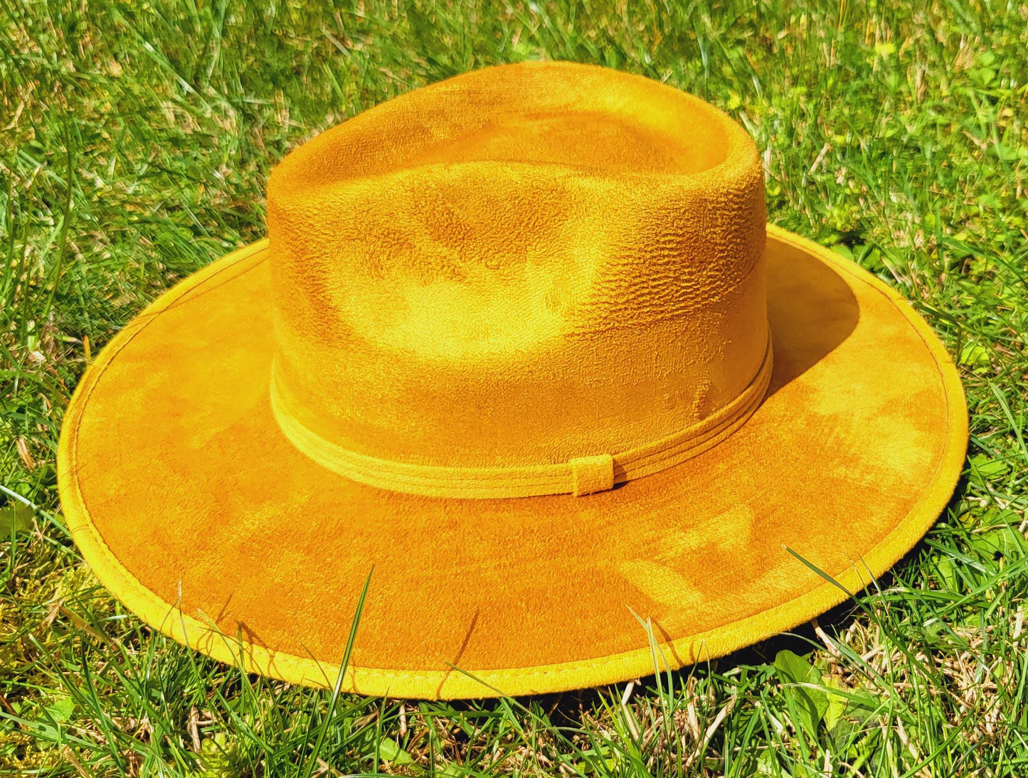 Chapeau Fedora jaune, chapeau fait main au Mexique, chapeau bohème, chapeau en daim