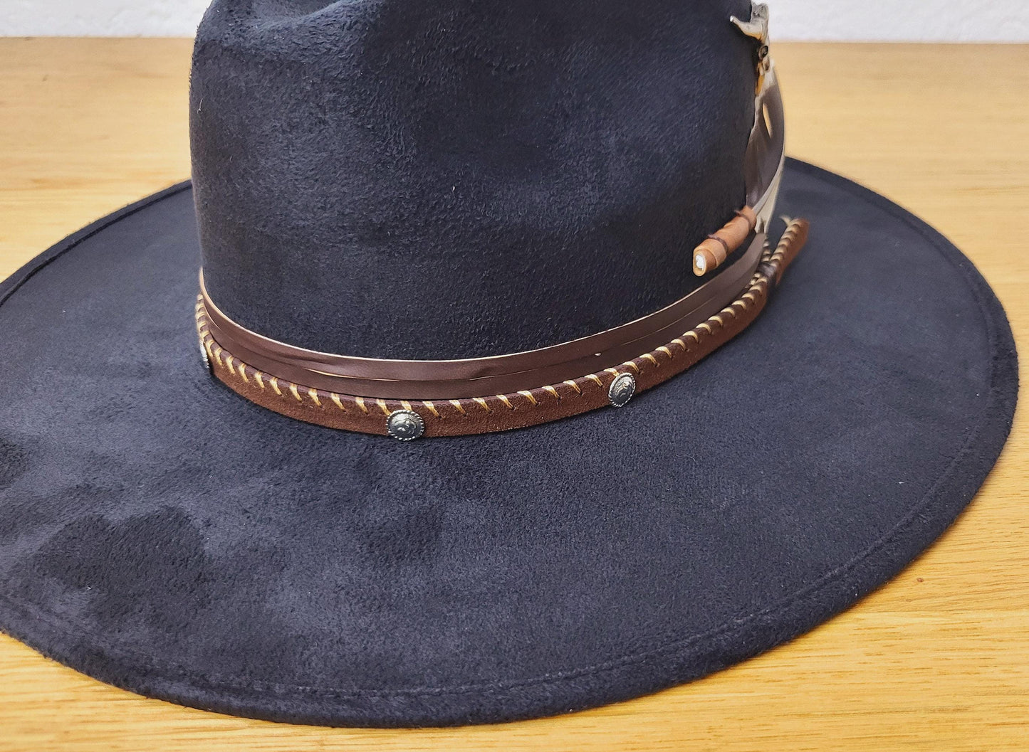 Chapeau Fedora avec décoration de chapeau, chapeau fait main du Mexique, chapeau à plumes, chapeau bohème