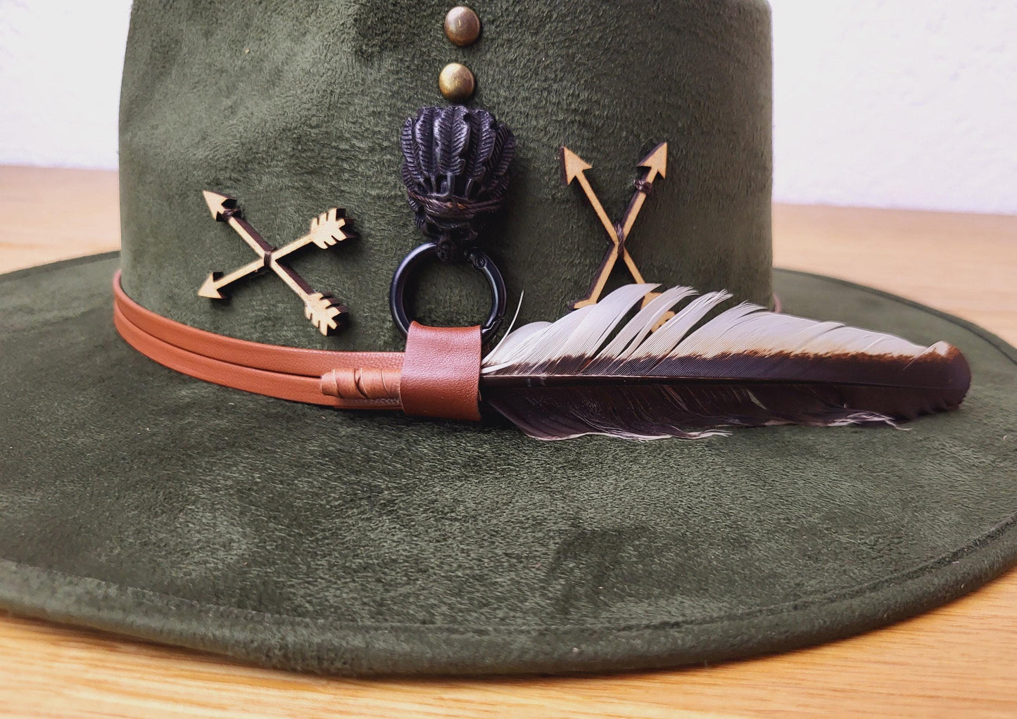 Chapeau Fedora avec décoration de chapeau, chapeau fait main du Mexique, chapeau à plumes, chapeau bohème