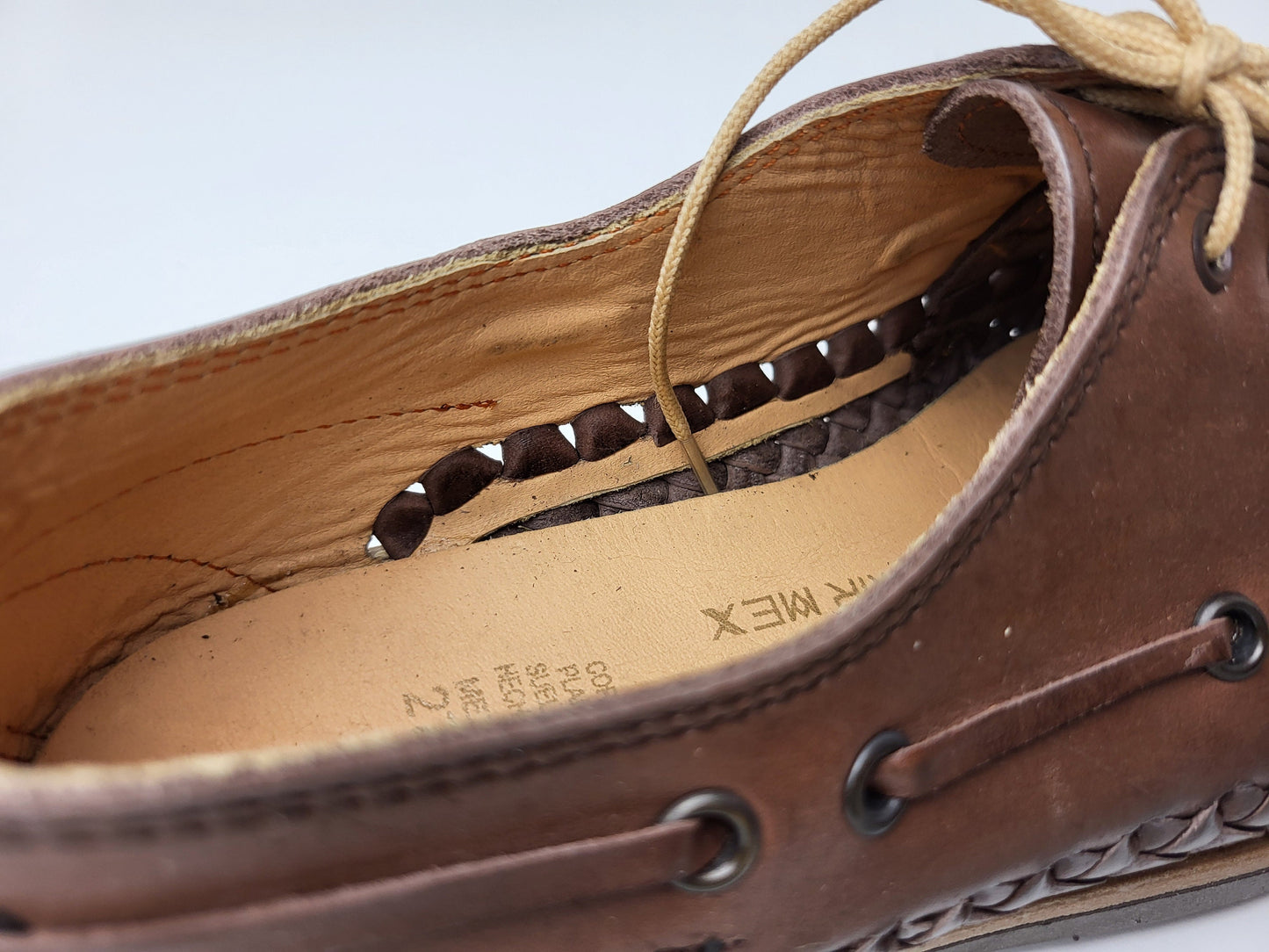 Sandales Huarache pour hommes, chaussures en cuir tissé à la main fabriquées au Mexique - Mocassins marron et naturels, chaussures à talons légères, Huaraches respirantes