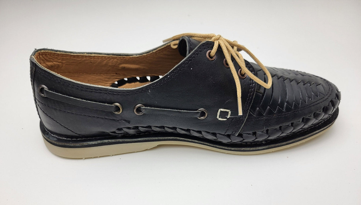 Sandales Huarache pour hommes, chaussures en cuir tissé à la main fabriquées au Mexique - Mocassins marron et naturels, chaussures à talons légères, Huaraches respirantes
