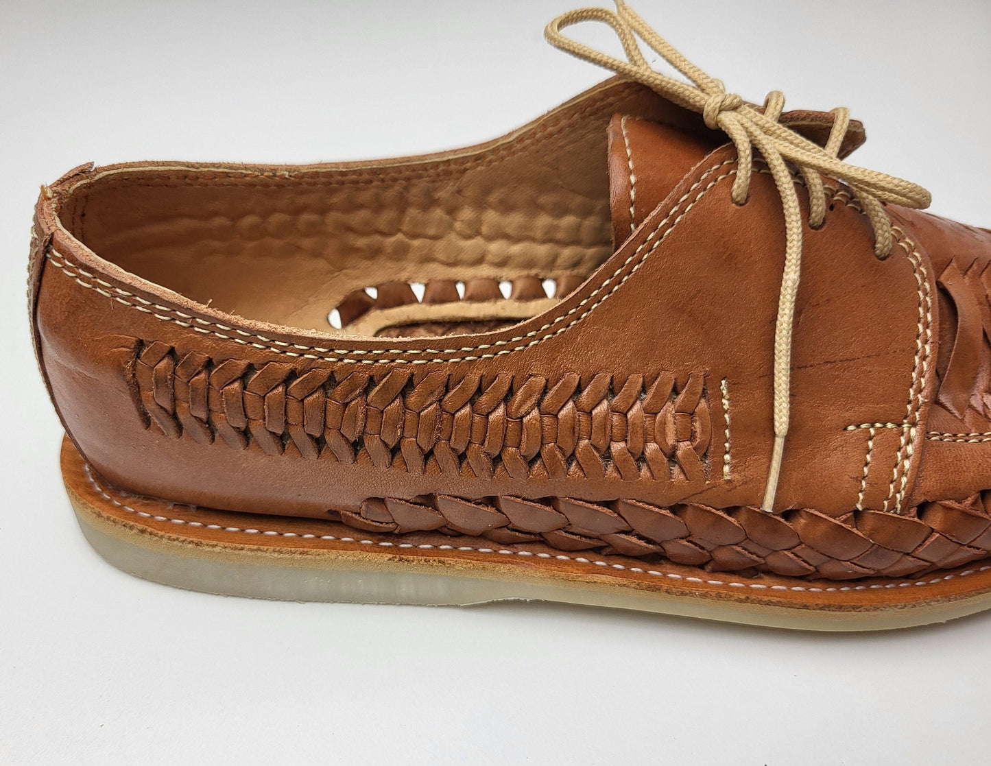 Sandales Huarache pour hommes, chaussures en cuir faites à la main au Mexique - Mocassins marron et naturels, chaussures à talons légères, Huaraches respirantes