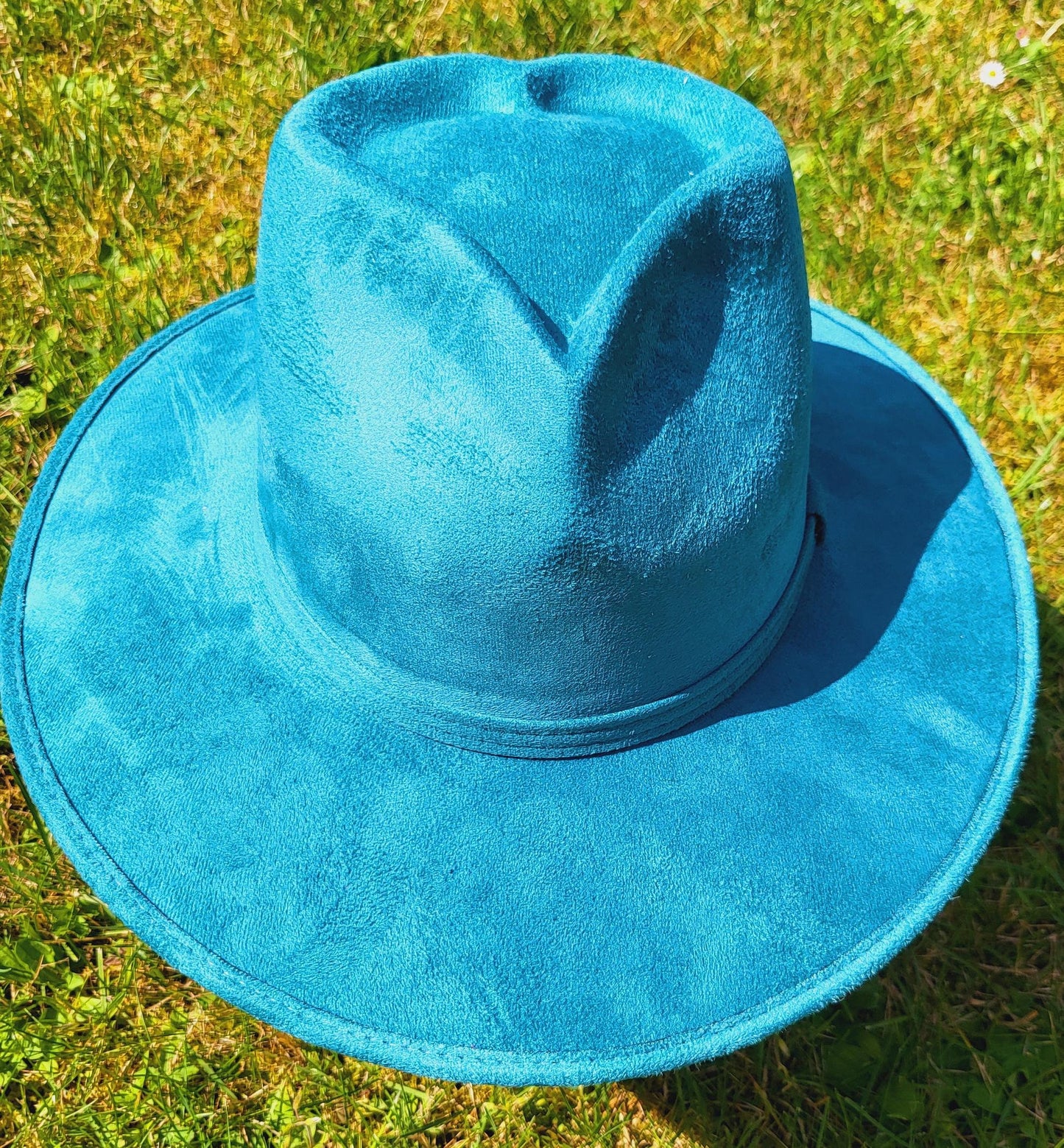 Chapeau Fedora à bord incurvé, chapeau fait main au Mexique, chapeau bohème, chapeau turquoise