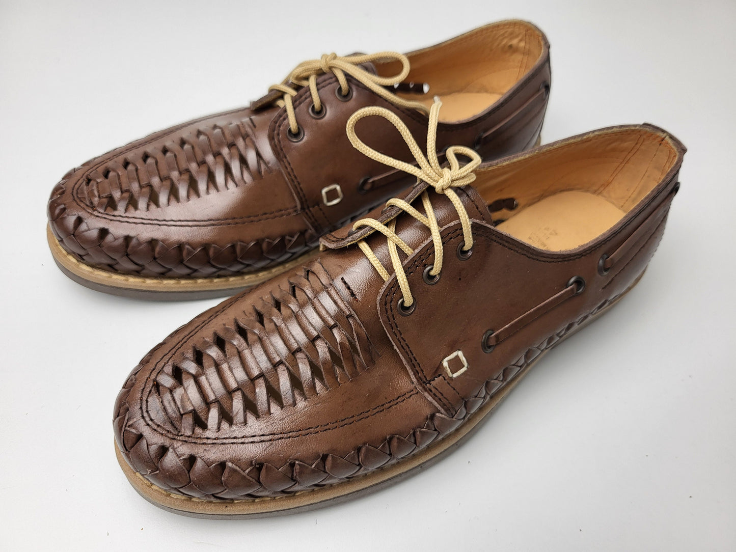 Sandales Huarache pour hommes, chaussures en cuir tissé à la main fabriquées au Mexique - Mocassins marron et naturels, chaussures à talons légères, Huaraches respirantes