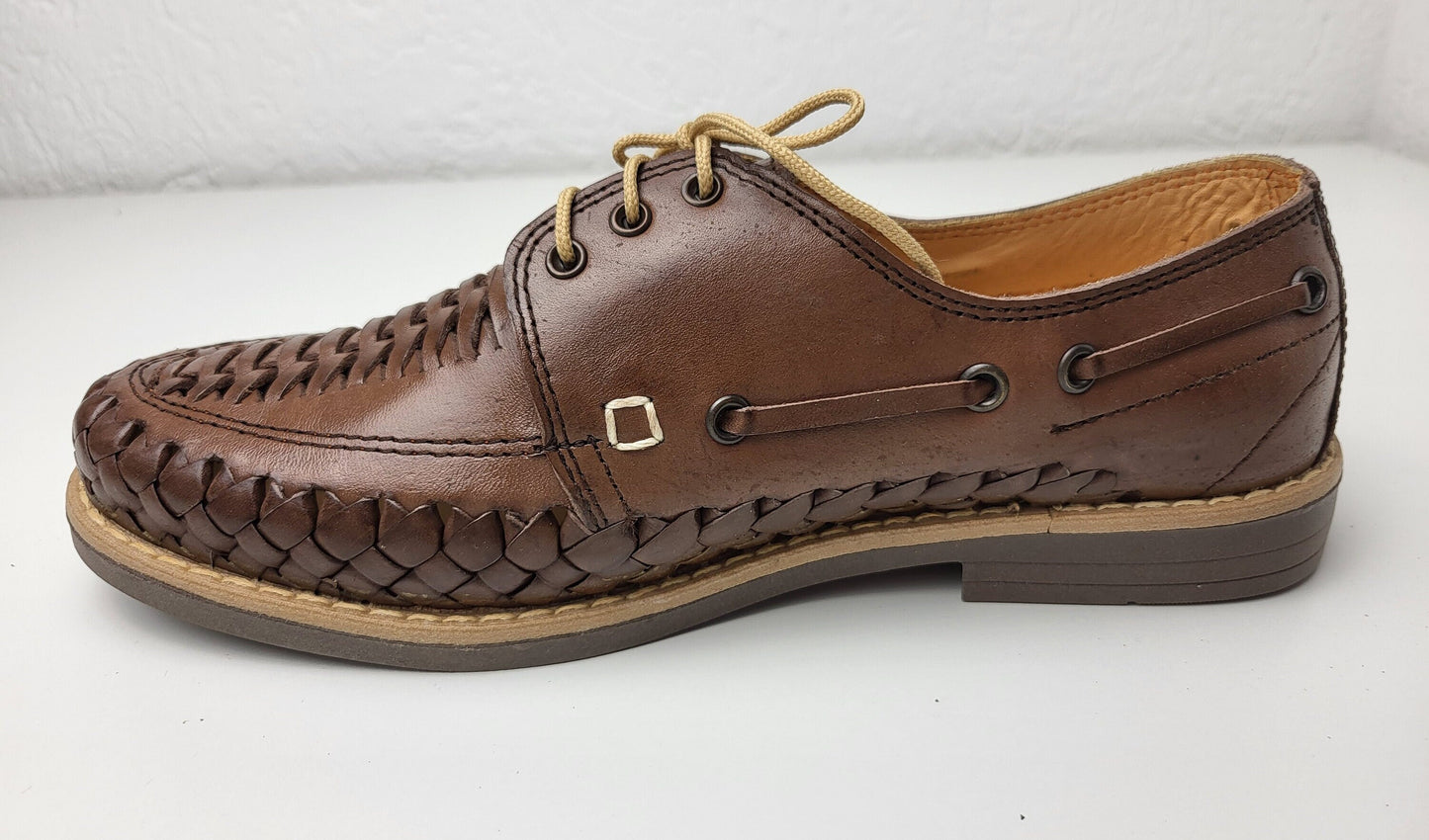 Sandales Huarache pour hommes, chaussures en cuir tissé à la main fabriquées au Mexique - Mocassins marron et naturels, chaussures à talons légères, Huaraches respirantes