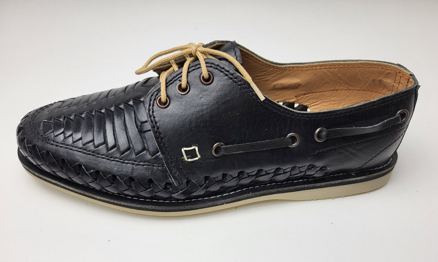 Sandales Huarache pour hommes, chaussures en cuir tissé à la main fabriquées au Mexique - Mocassins marron et naturels, chaussures à talons légères, Huaraches respirantes