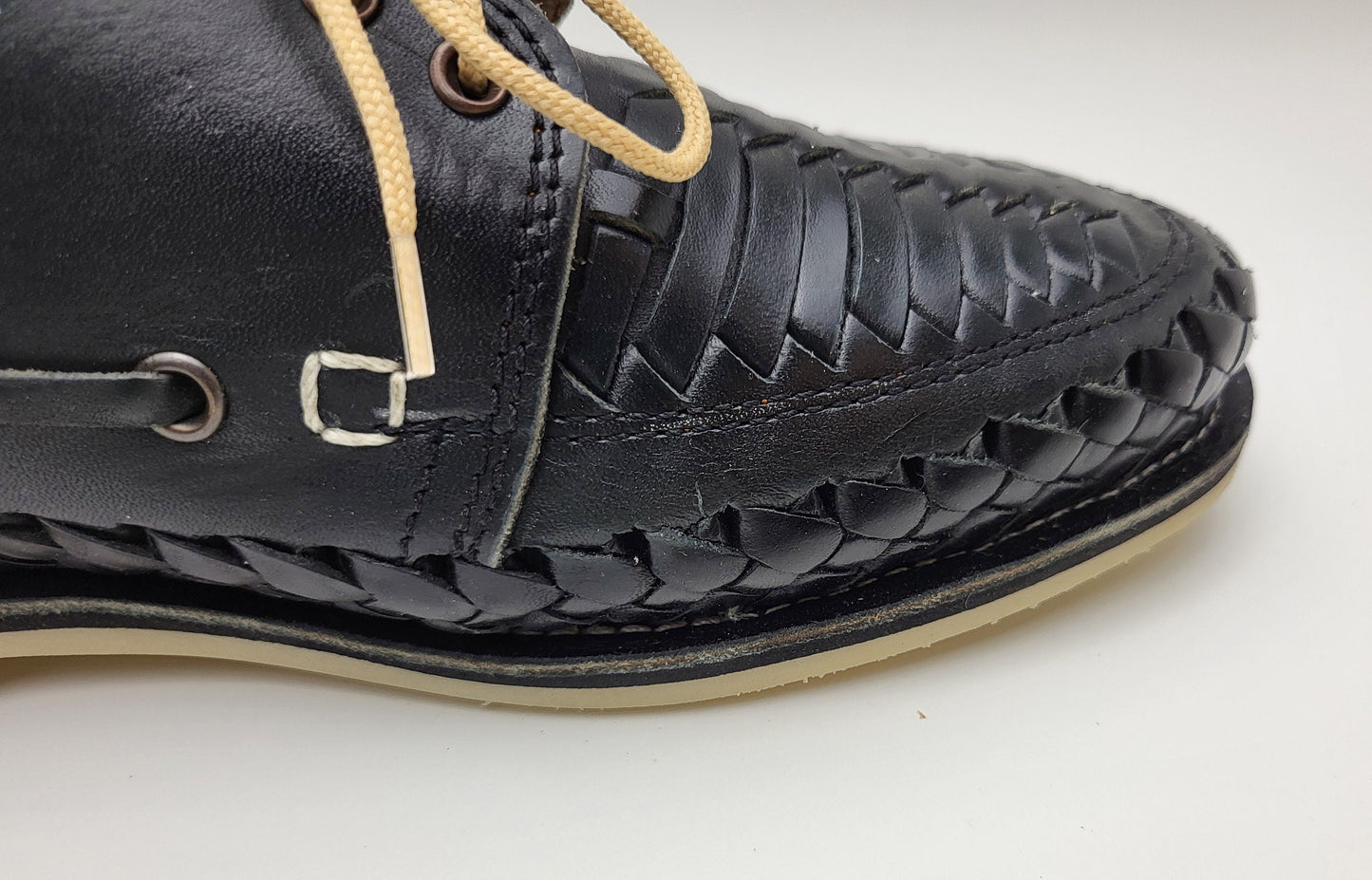 Sandales Huarache pour hommes, chaussures en cuir tissé à la main fabriquées au Mexique - Mocassins marron et naturels, chaussures à talons légères, Huaraches respirantes