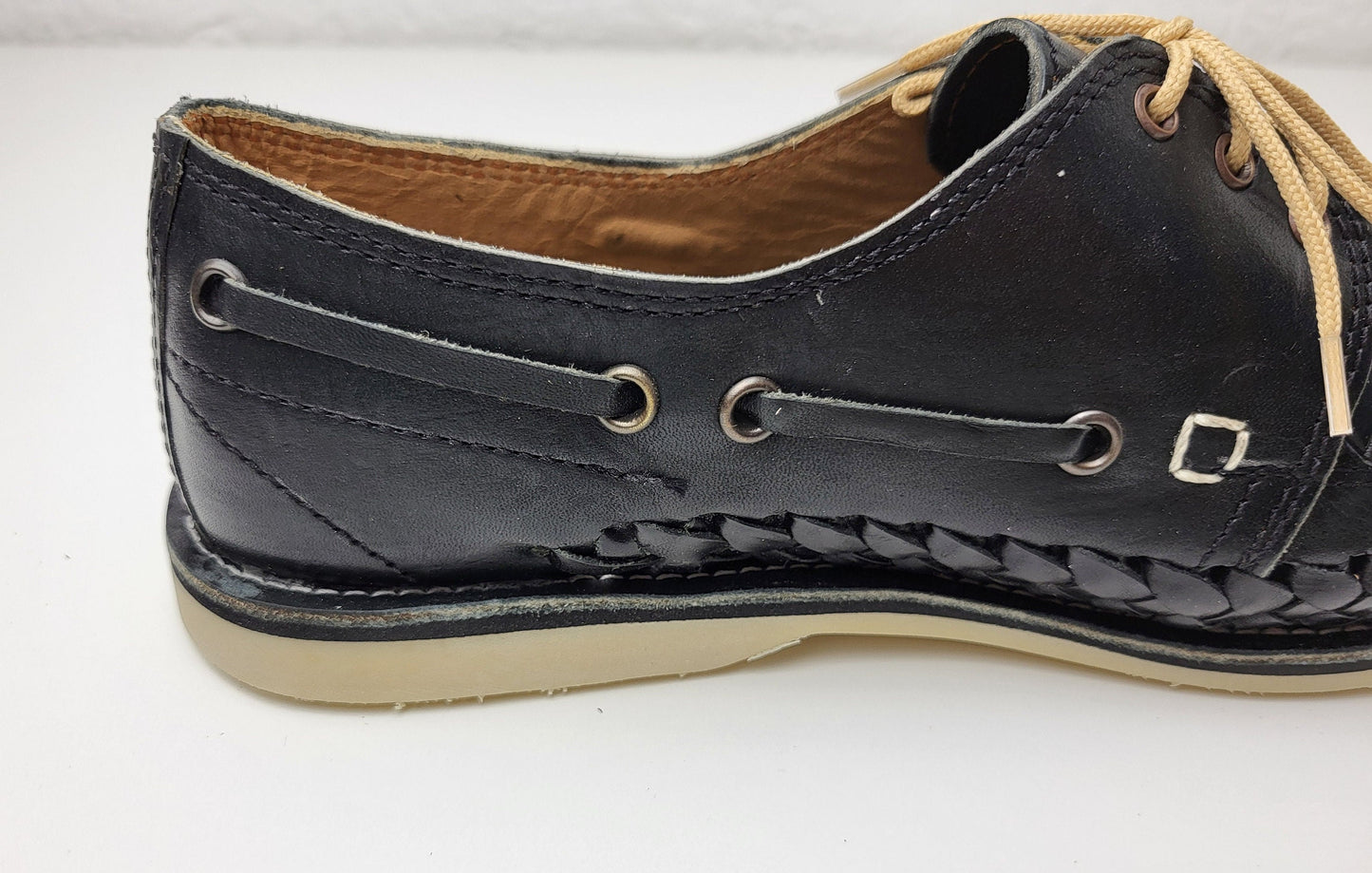 Sandales Huarache pour hommes, chaussures en cuir tissé à la main fabriquées au Mexique - Mocassins marron et naturels, chaussures à talons légères, Huaraches respirantes