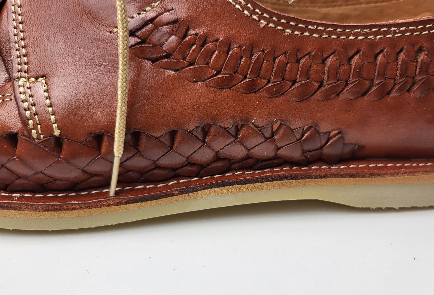 Sandales Huarache pour hommes, chaussures en cuir tissé à la main fabriquées au Mexique - Mocassins marron et naturels, chaussures à talons légères, Huaraches respirantes