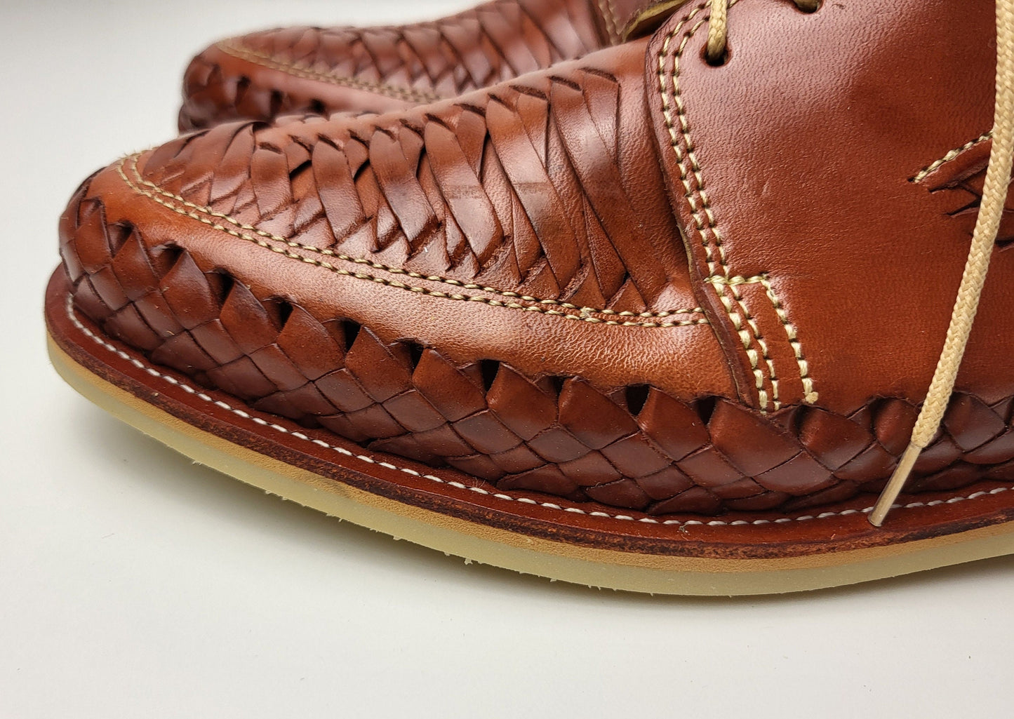 Sandales Huarache pour hommes, chaussures en cuir tissé à la main fabriquées au Mexique - Mocassins marron et naturels, chaussures à talons légères, Huaraches respirantes