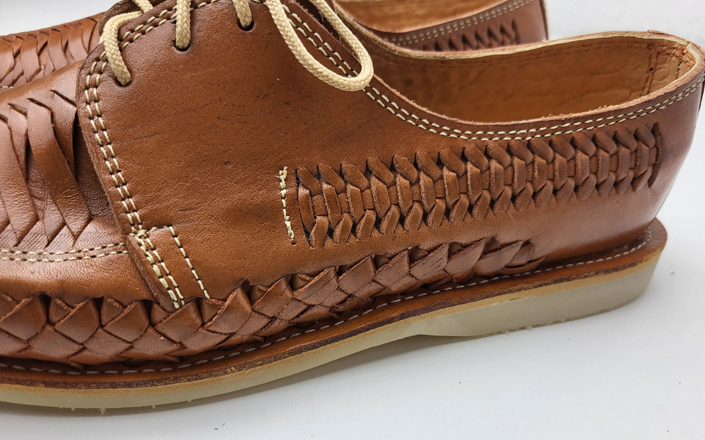 Sandales Huarache pour hommes, chaussures en cuir faites à la main au Mexique - Mocassins marron et naturels, chaussures à talons légères, Huaraches respirantes