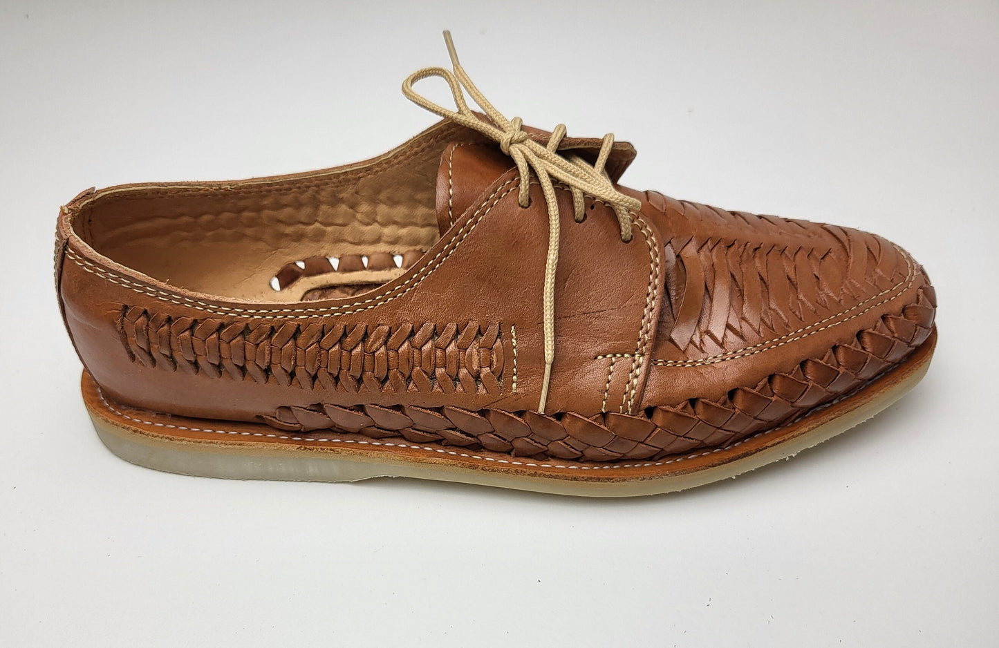 Sandales Huarache pour hommes, chaussures en cuir faites à la main au Mexique - Mocassins marron et naturels, chaussures à talons légères, Huaraches respirantes