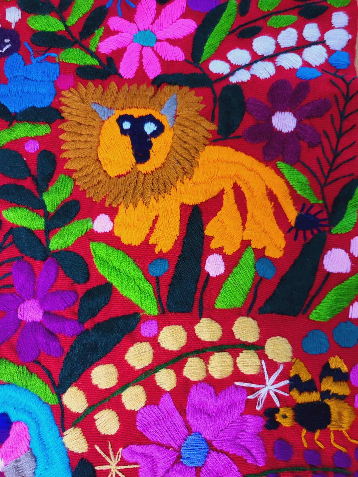 handwoven Mexican table runner, animal pattern decoration, colorful decor, blue table runner
