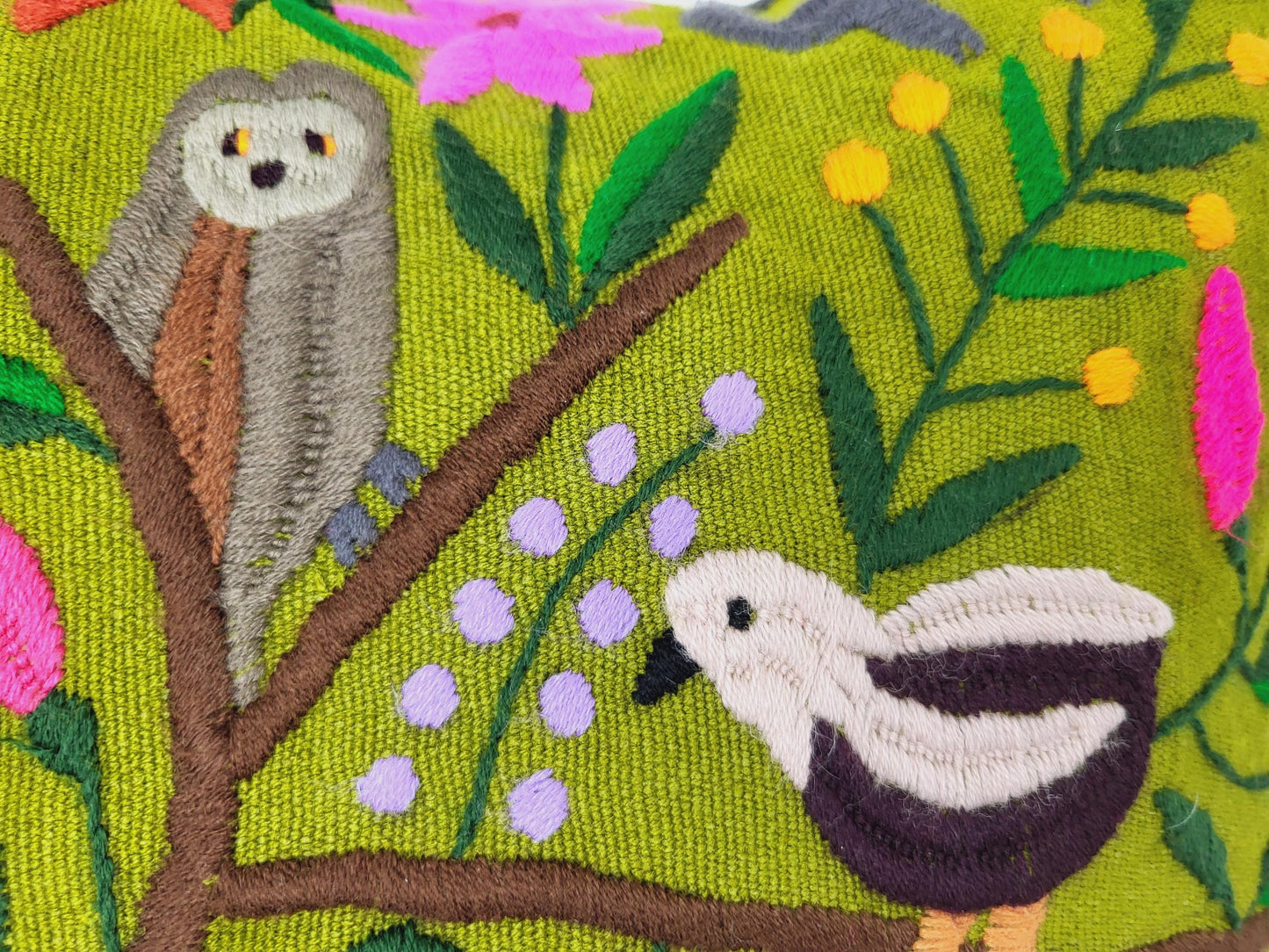 Magnifique housse de coussin à imprimé animalier mexicain – Fabriquée à la main au Chiapas