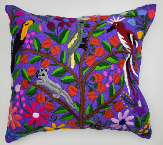 Magnifique housse de coussin à imprimé animalier mexicain – Fabriquée à la main au Chiapas
