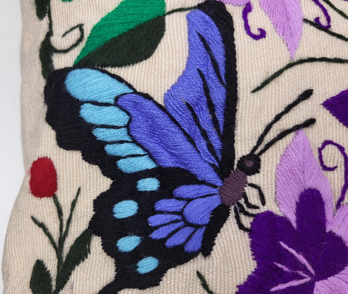 Mexican hand embroidered animal print cushion cover