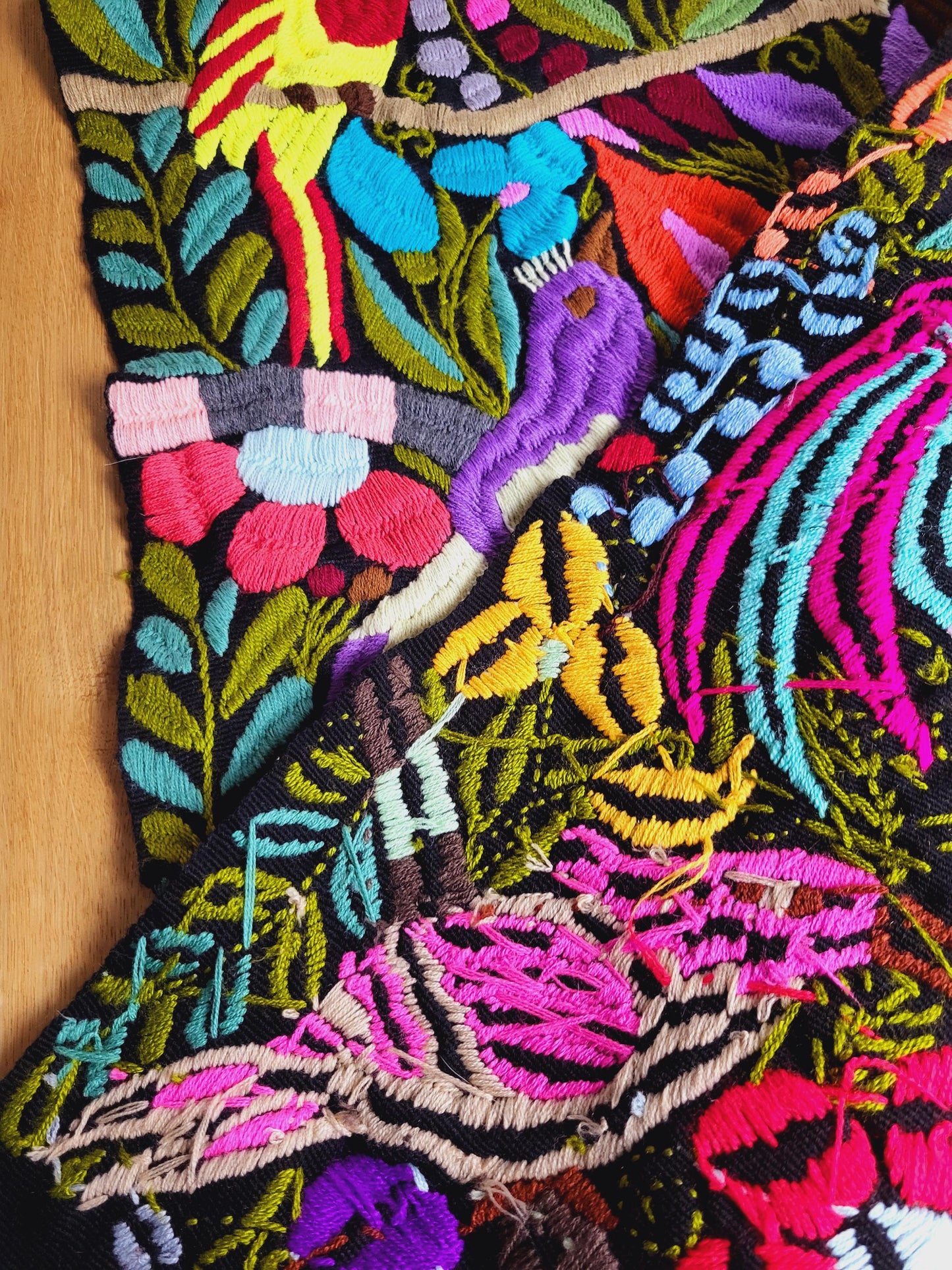 Chemin de table mexicain tissé à la main, chemin de table avec motif animalier, tenture murale, unique