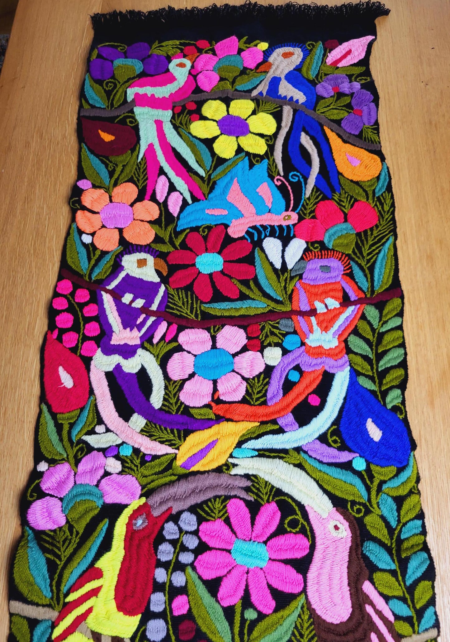 Chemin de table mexicain tissé à la main, chemin de table avec motif animalier, tenture murale, unique