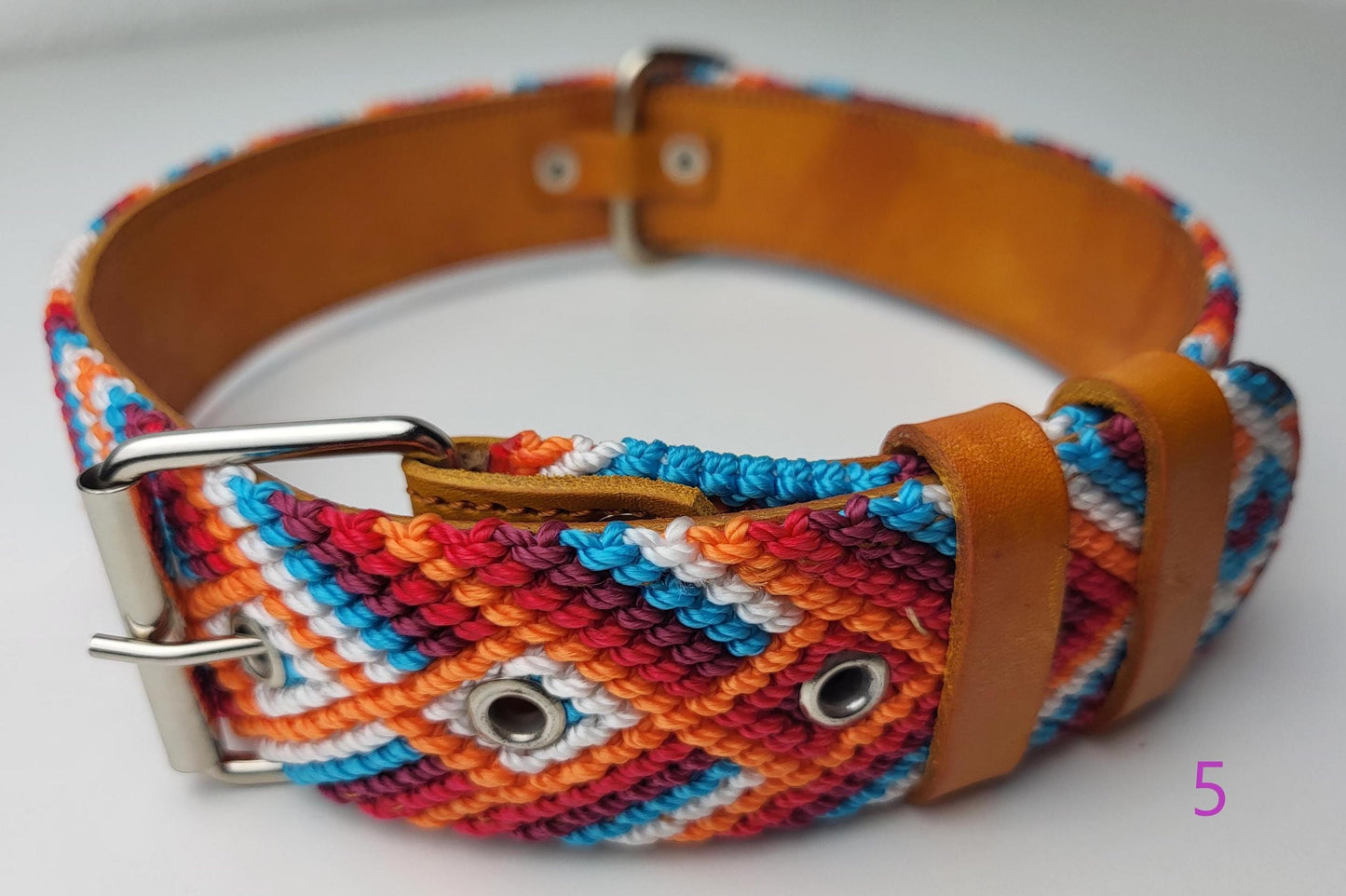 Dog collar 70 cm made of leather, neck circumference 48 cm - 58 cm, Mexican dog collar handmade