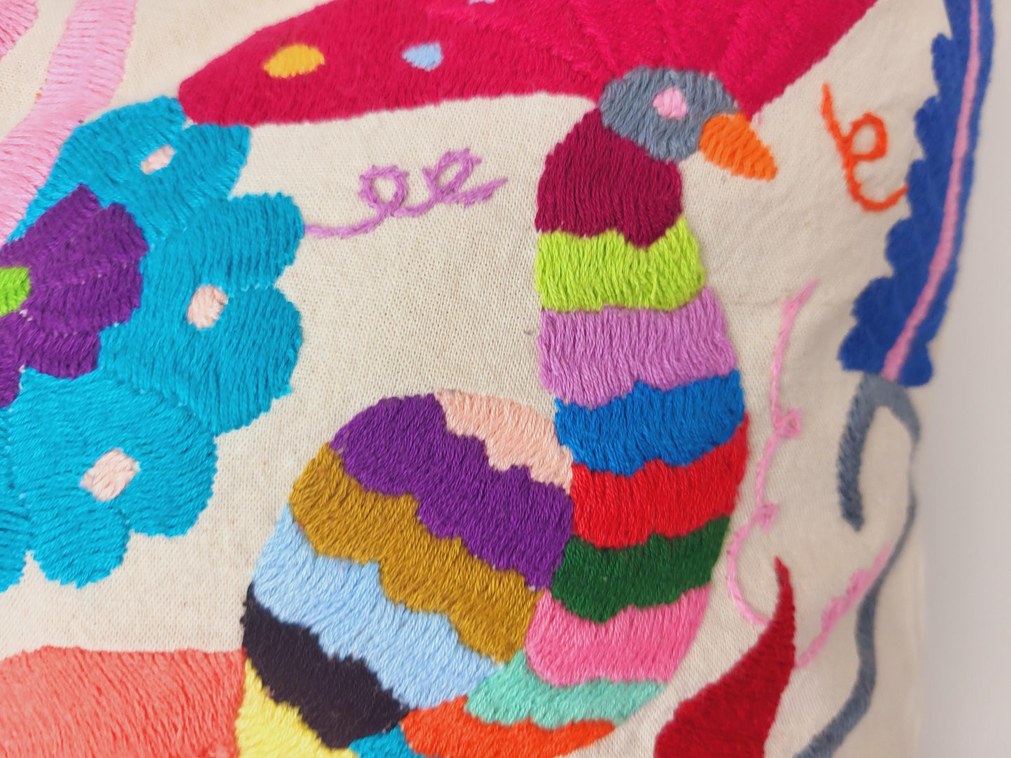 hand-embroidered Mexican cushion cover from fair trade