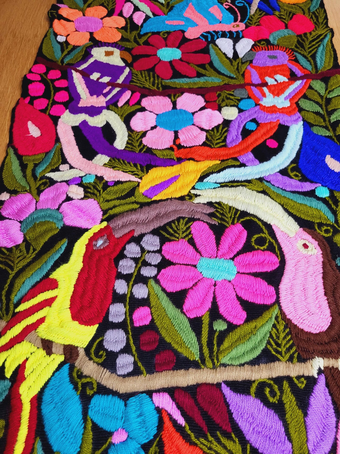 Chemin de table mexicain tissé à la main, chemin de table avec motif animalier, tenture murale, unique